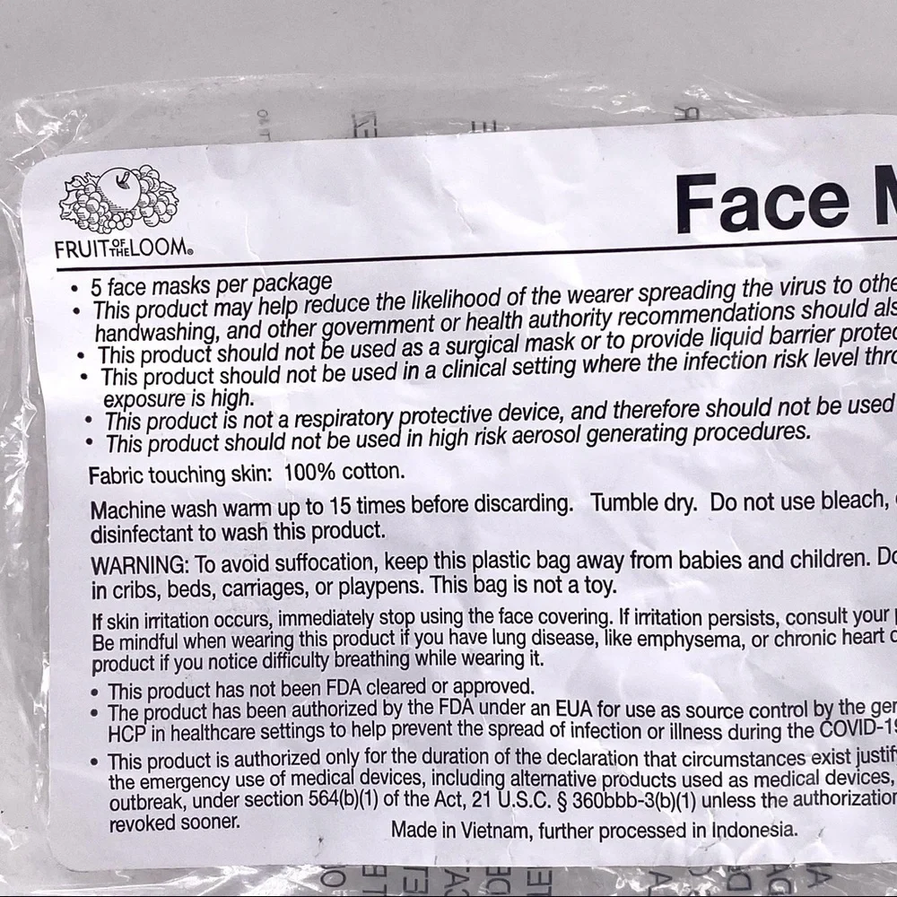 Fruit of the Loon Adult 50 Pack Face Masks - One Size